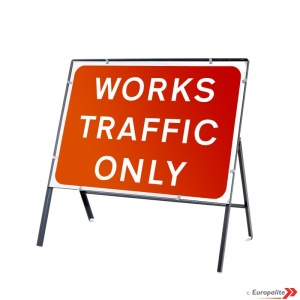 Works Traffic Only - Metal Road Sign Face with Frame & Clips