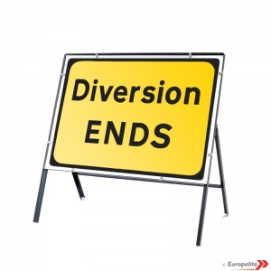 Diversion End - Metal Road Sign Face With Frame & Clips