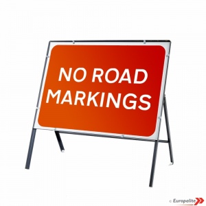 No Road Markings - Metal Faced Sign C/w Frame & Clips