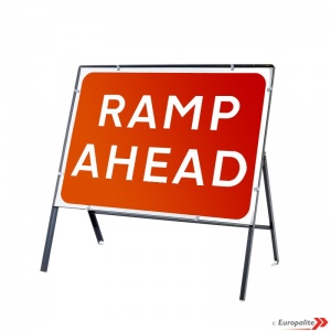 Ramp Ahead - Metal Road Sign Face With Frame & Clips