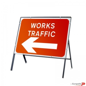 Works Traffic Left - Metal Sign Face C/w Frame & Clips