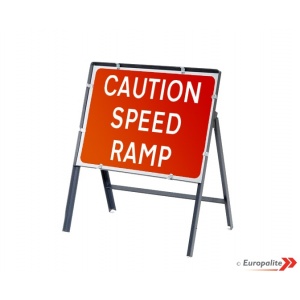 Caution Speed Ramp - Metal Framed UK Temporary Road Sign