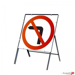 No Left Turn - Metal Road Sign Face With Frame & Clips