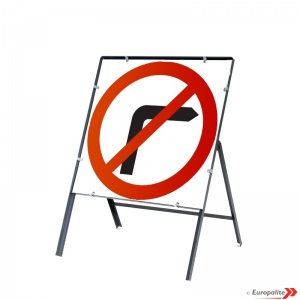 No Right Turn - Metal Road Sign Face With Frame & Clips