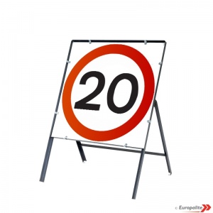 20mph - Metal Road Sign Face With Frame & Clips