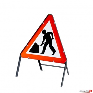 Men At Work UK Road Sign - Metal Sign Face With Frame & Clips
