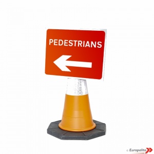 Pedestrians Left Cone Sign Road Sign