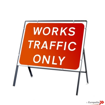 Works Traffic Only - Metal Road Sign Face with Frame & Clips