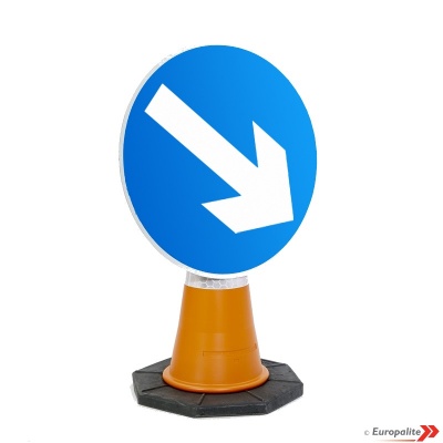 Keep Right Road Sign: Cone Sign