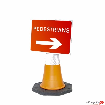 Pedestrians Right Cone Sign Road Sign